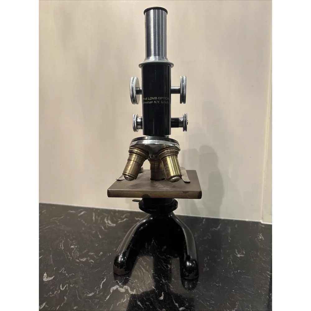 Bausch&Lomb Pat Jan 5,1915 August Waeldin Optical Microscope W/Wooden Case & Key